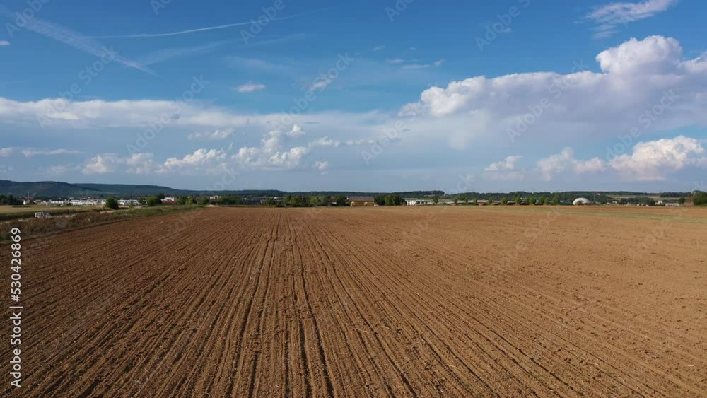 Aerial view of arid and dry arable land in southern Germany in central Europe in summer, Baden-Württemberg Aerial view of arid and dry arable land in southern Germany in central Europe in summer, Baden-Württemberg