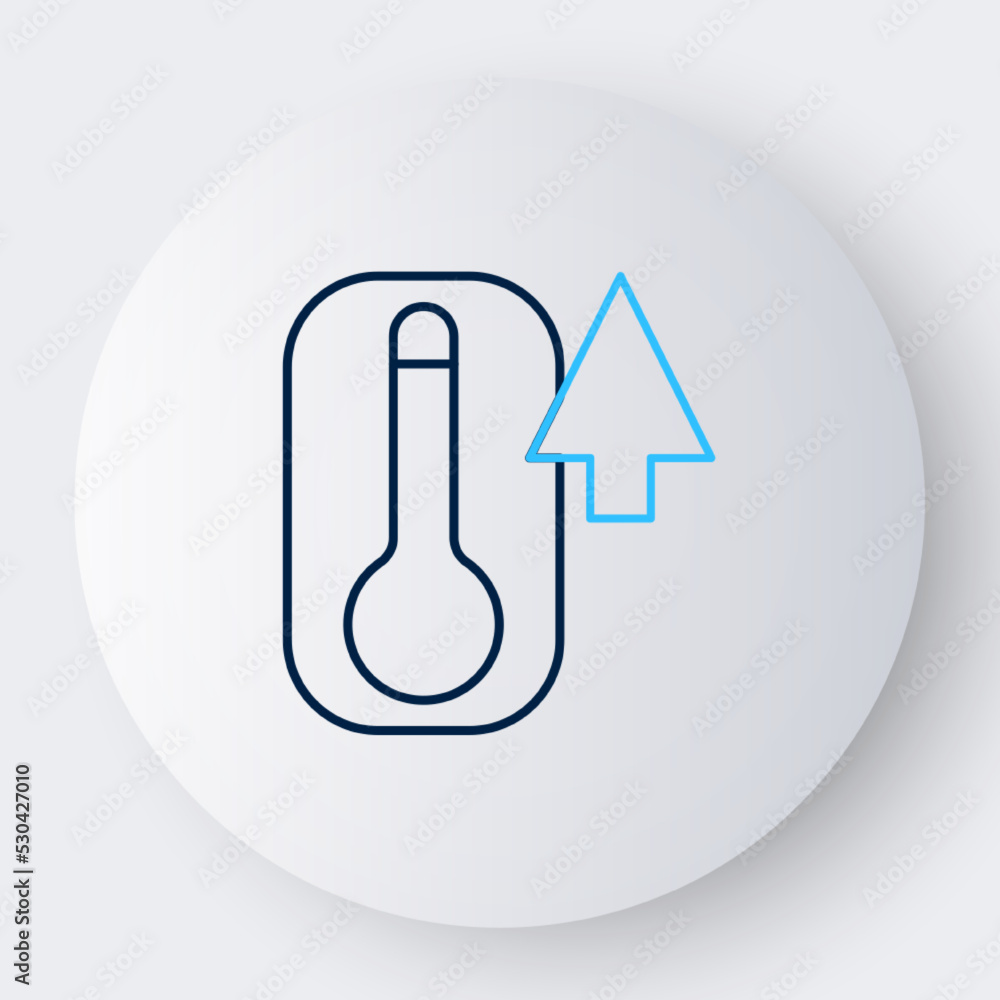 Line Meteorology thermometer measuring heat and cold icon isolated on white background. Thermometer equipment showing hot or cold weather. Colorful outline concept. Vector Line Meteorology thermometer measuring heat and cold icon isolated on white background. Thermometer equipment showing hot or cold weather. Colorful outline concept. Vector
