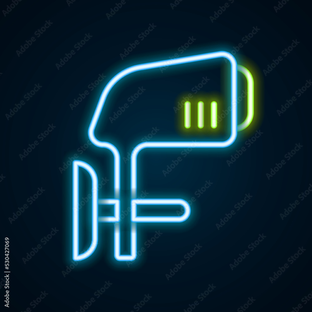 Glowing neon line Outboard boat motor icon isolated on black background. Boat engine. Colorful outline concept. Vector Glowing neon line Outboard boat motor icon isolated on black background. Boat engine. Colorful outline concept. Vector