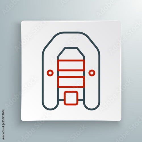 Line Inflatable boat with outboard motor icon isolated on white background. Colorful outline concept. Vector