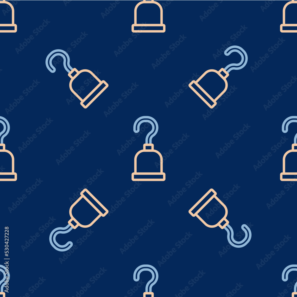 Line Pirate hook icon isolated seamless pattern on blue background. Happy Halloween party. Vector Line Pirate hook icon isolated seamless pattern on blue background. Happy Halloween party. Vector