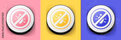 Isometric Stop colorado beetle icon isolated on pink, yellow and blue background. Square button. Vector