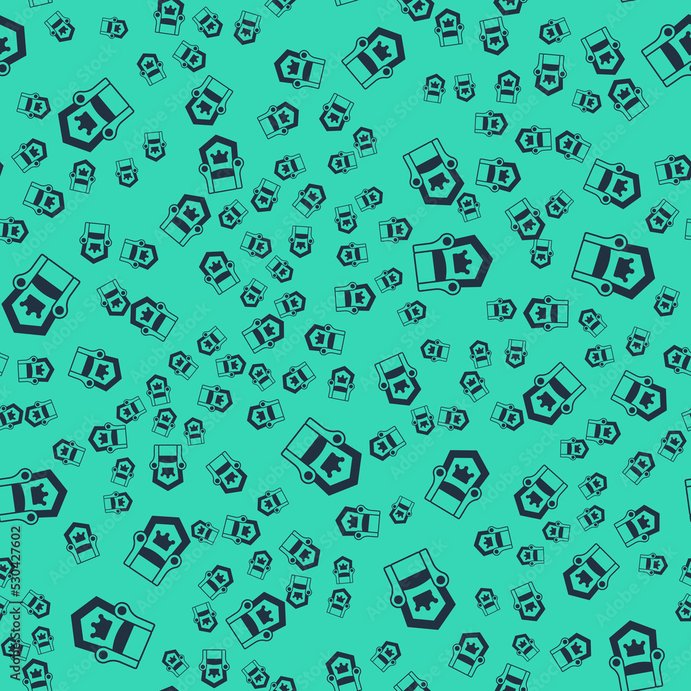 Black Medieval throne icon isolated seamless pattern on green background. Vector Black Medieval throne icon isolated seamless pattern on green background. Vector