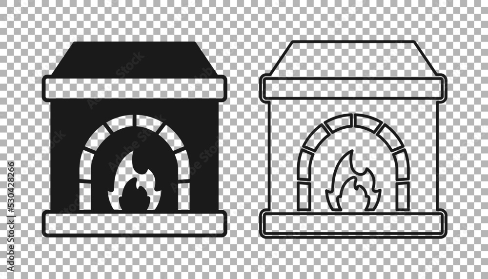 Black Blacksmith oven icon isolated on transparent background. Vector