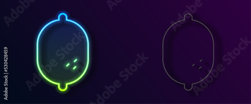 Glowing neon line Lemon icon isolated on black background. Vector