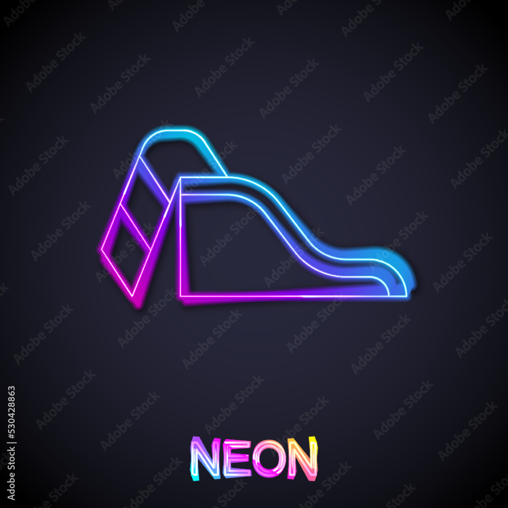 Glowing neon line Slide playground icon isolated on black background. Childrens slide. Vector Glowing neon line Slide playground icon isolated on black background. Childrens slide. Vector
