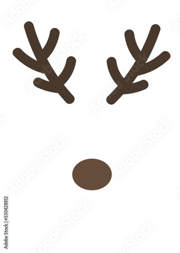 Deer monogram. Christmas Reindeer antlers, nose svg file