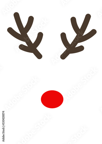 Christmas deer monogram. Santas reindeer antlers, nose clipart