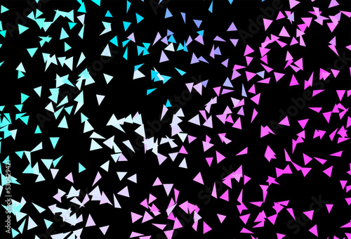 Dark Pink  Blue vector backdrop with lines  triangles.
