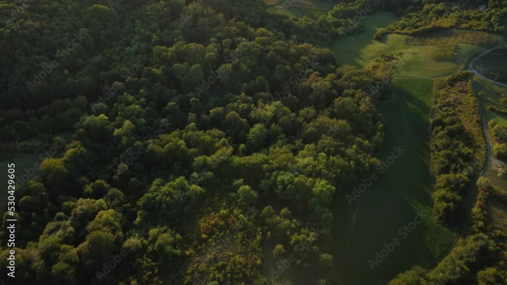 hilly region, central europe, late summer, shot by drone at a height of 300 meters, late afternoon hilly region, central europe, late summer, shot by drone at a height of 300 meters, late afternoon