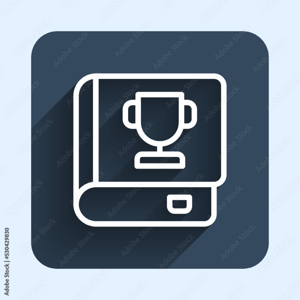 White line Book icon isolated with long shadow background. Blue square button. Vector White line Book icon isolated with long shadow background. Blue square button. Vector
