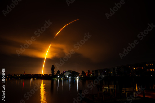 Rocket Soaring into Beautiful Florida Night Sky