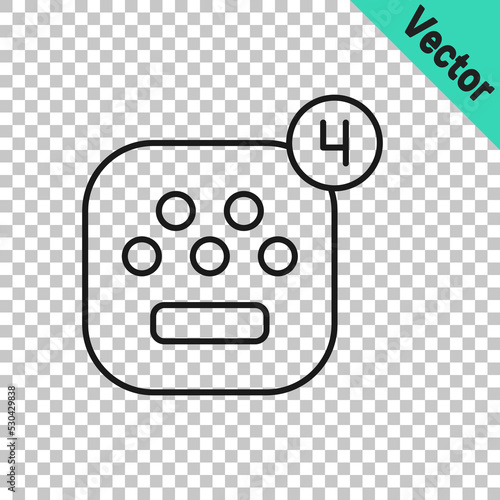 Black line Taxi mobile app icon isolated on transparent background. Mobile application taxi. Vector