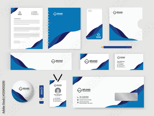 Corporate business stationery items set