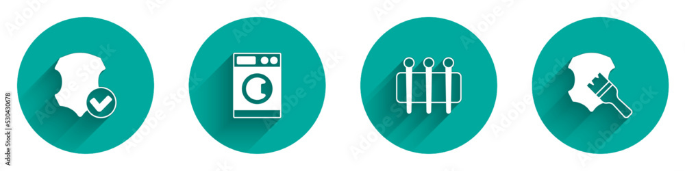 Set Leather, Washer, Needle for sewing and icon with long shadow. Vector Set Leather, Washer, Needle for sewing and icon with long shadow. Vector