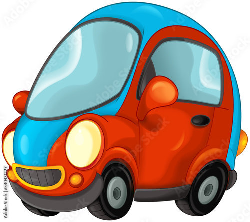 Cartoon city car smiling and looking isolated - illustration for children