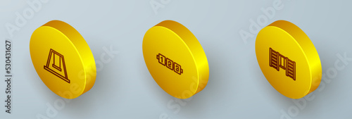 Set Isometric line Swing for kids, Education logic game and Swedish wall icon. Vector
