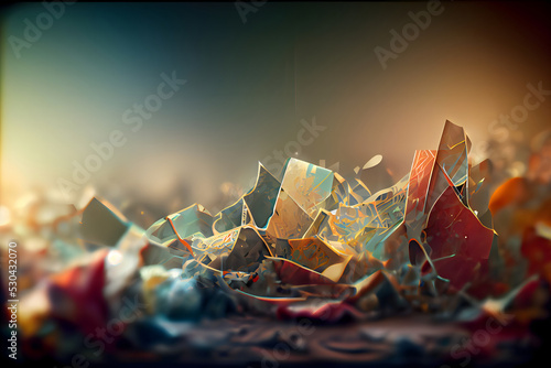 abstract colorful crystals and lines background, neural network generated art photo