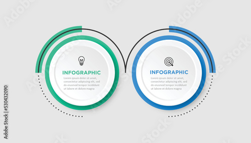 Infographic design template with icons and 2 options or steps.