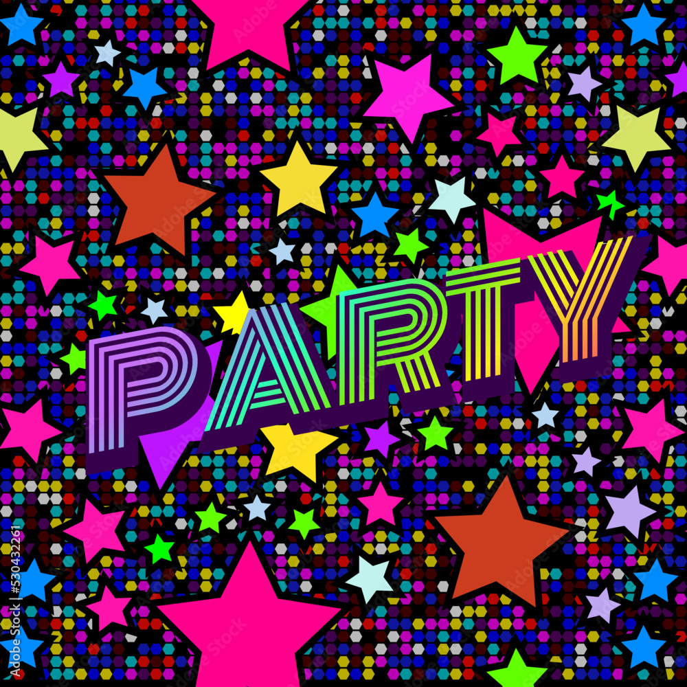 Party Stars Illustration design disco retro vector. flyer music Party Stars Illustration design disco retro vector. flyer music