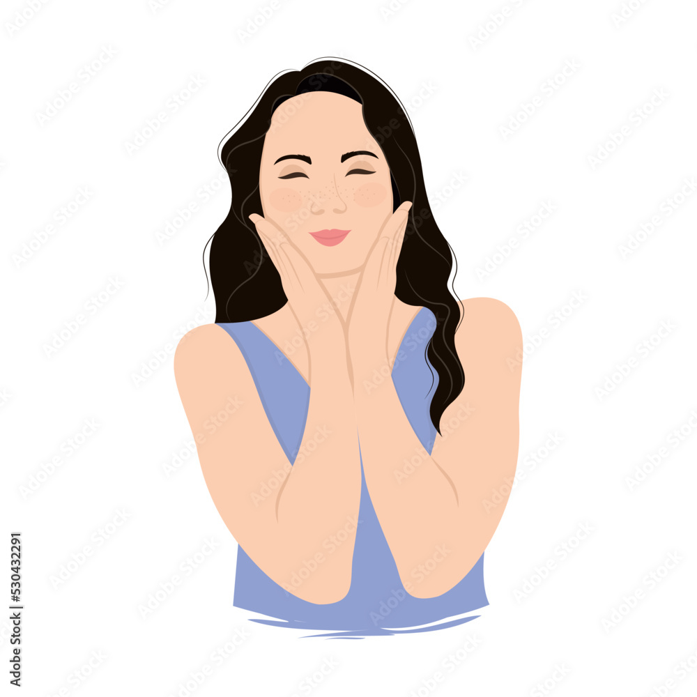 Isolated cute girl avatar hugging herself Vector Isolated cute girl avatar hugging herself Vector