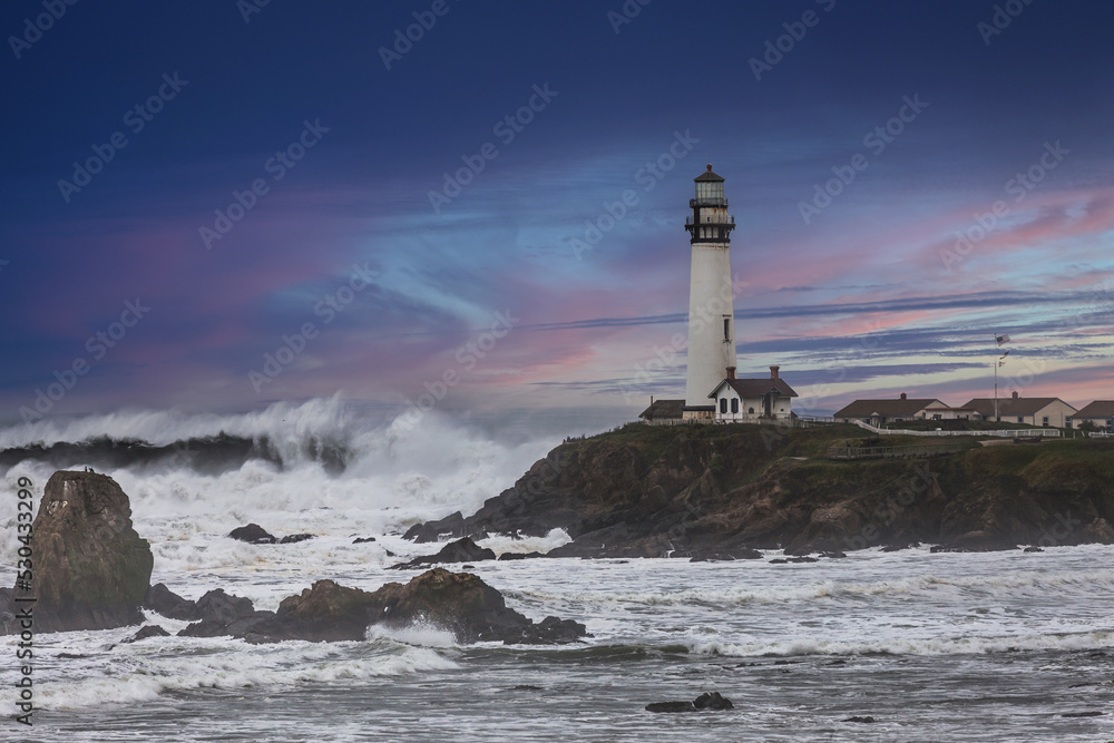 Lighthouse in rough seas.