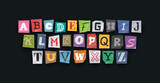 Paper style ransom note letter. Cut Letters. Clipping alphabet. Vector font.