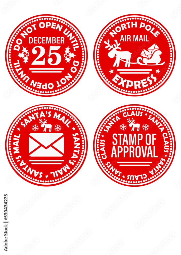 Obraz premium Bundle: Postage Stamp of approval svg, North pole express, Santa's mail. Christmas stamp print. 