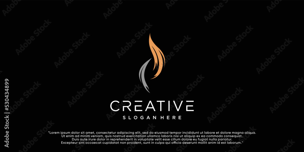 Hair logo design with concep simple Premium Vector