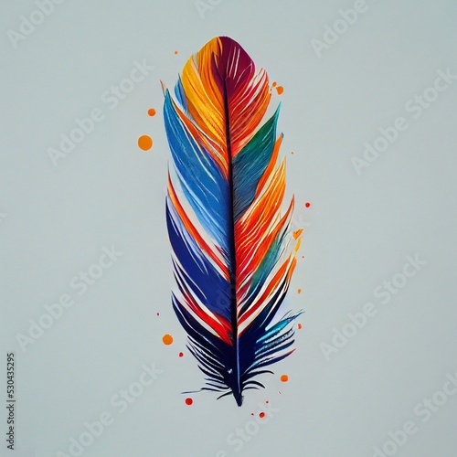 a 3d Illustration of a colorful bird feather