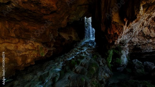 Close up view of Cave in Denizli. 4K footage in Turkey photo