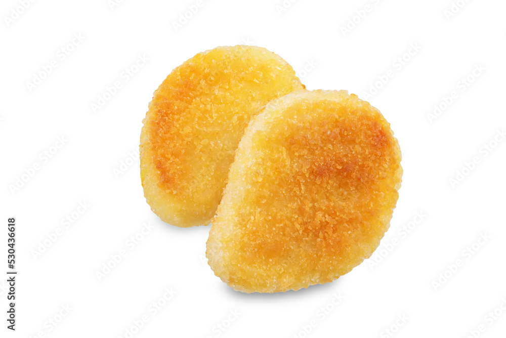 Fresh prepared nuggets on a white isolated background Fresh prepared nuggets on a white isolated background