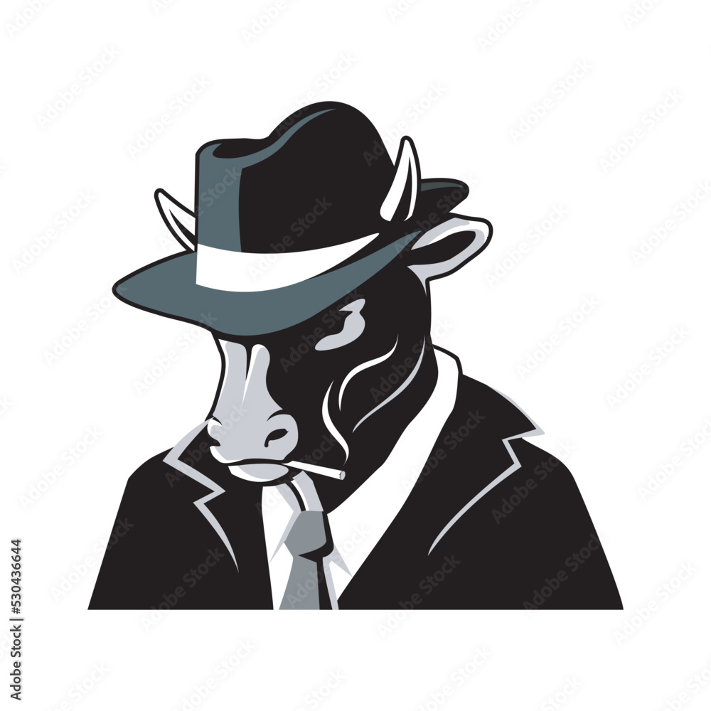 mafia cow illustration vector template