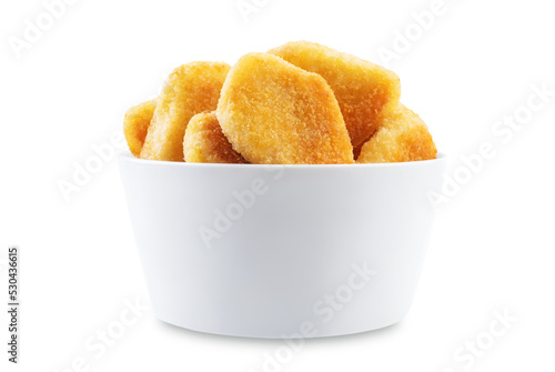 Fresh prepared nuggets on a white isolated background