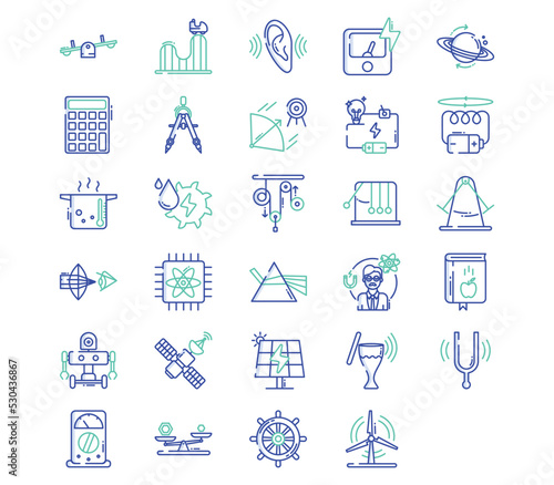 science and physics icon set