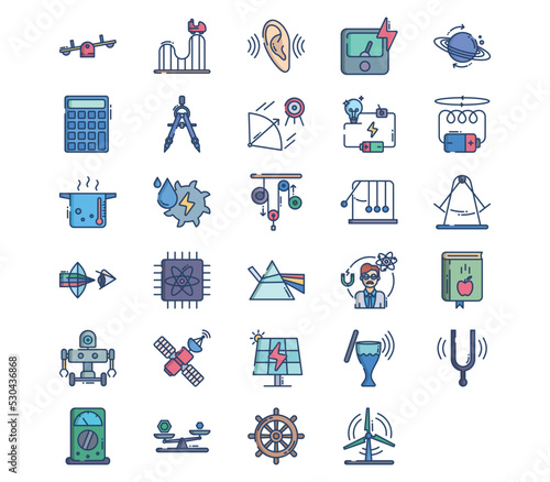 science and physics icon set