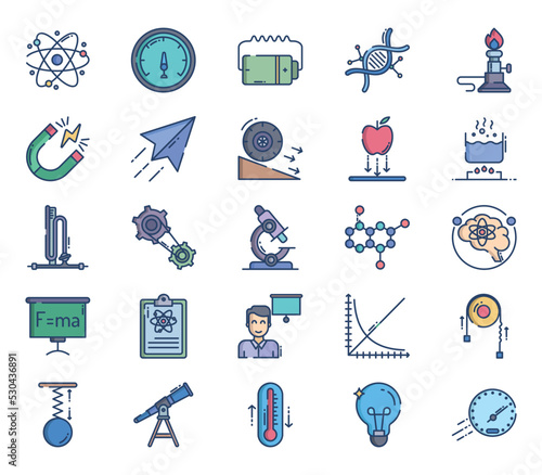 science and physics icon set