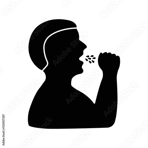 Cough flu influenza sick person icon | Black Vector illustration |