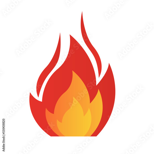 Fire, flame. Red flame in abstract style on a white background. Fire signal. Vector illustration