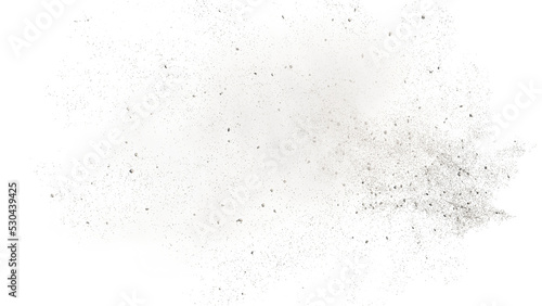 Fotografia flying debris with dust isolated