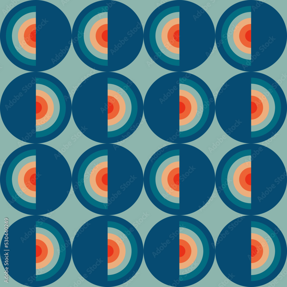 Vintage geometric pattern with circles in the style of the 70s and 60s. Vector illustration