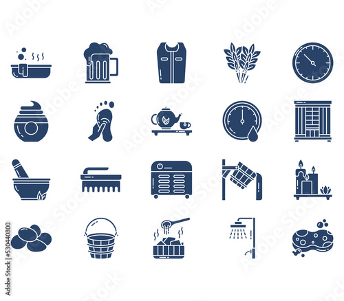 Sauna and spa, relaxation illustration set