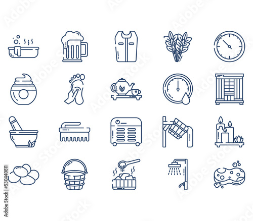 Sauna and spa, relaxation illustration set