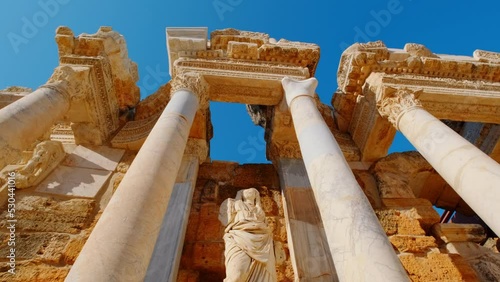 View of antique amphitheater in Denizli. 4K Footage in Turkey photo