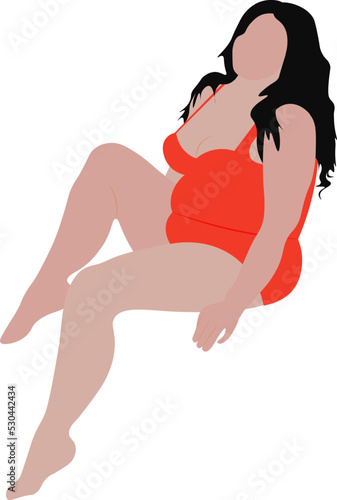 moda. mujer gorda posando en traje de baño. fondo transparente