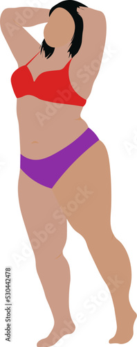 moda. mujer gorda posando en traje de baño sensual. fondo transparente