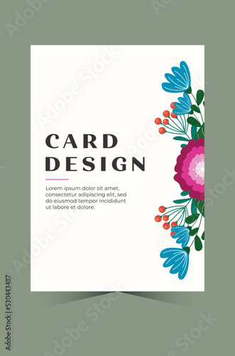 Hand draw floral wedding invitation card set. Floral card design