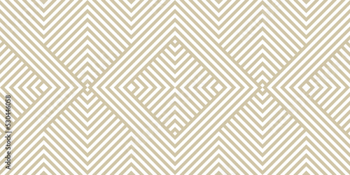 Geometric lines seamless pattern. Simple vector texture with diagonal stripes, lines, squares, chevron, zigzag. Abstract golden linear graphic background. Luxury minimal gold and white repeat design
