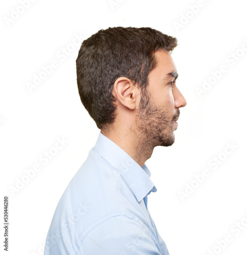 Close up of a young man in profile