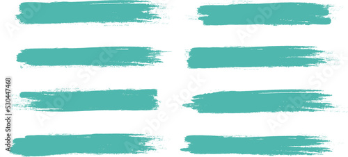 Turquoise brush stroke set isolated on background. Collection of trendy brush stroke vector for green ink paint, grunge backdrop, dirt banner, watercolor design and dirty texture. Brush stroke vector